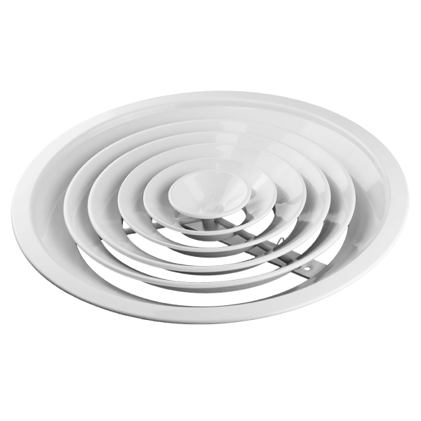 Anemostat circular 200 mm din aluminiu vopsit alb