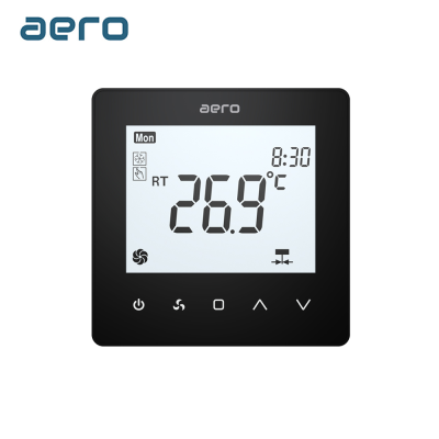 Termostat AERO Seria TP518 pentru Ventiloconvector 2/4 tevi - Negru