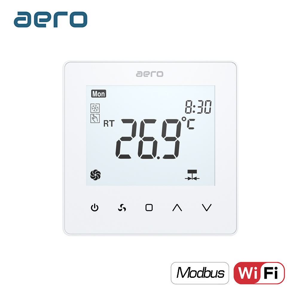 Termostat AERO Seria TP518 pentru Ventiloconvector 2/4 tevi - WiFi, Modbus, Alb