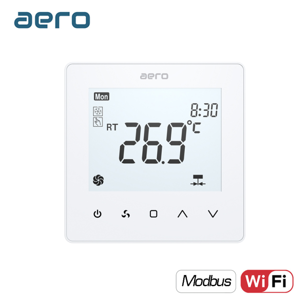 Termostat AERO Seria TP518 pentru Ventiloconvector 2/4 tevi - WiFi, Modbus, Alb