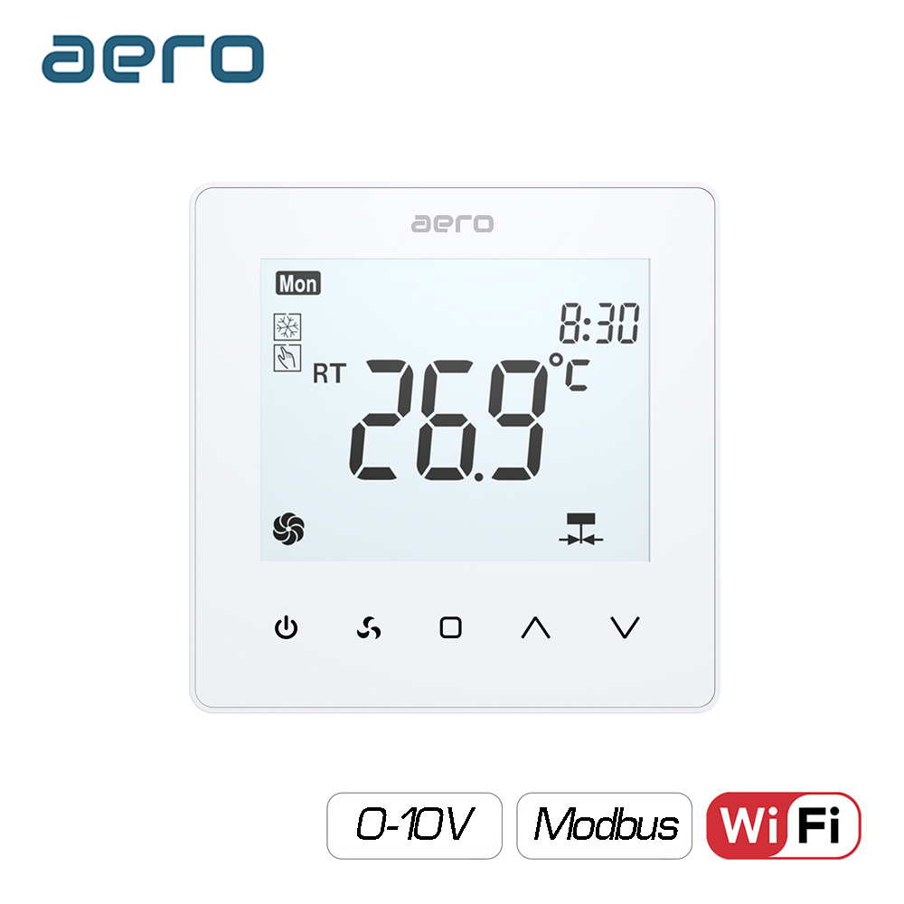 Termostat AERO Seria TP518 pentru Ventiloconvector 2/4 tevi - WiFi, Modbus, EC 0-10V, Alb