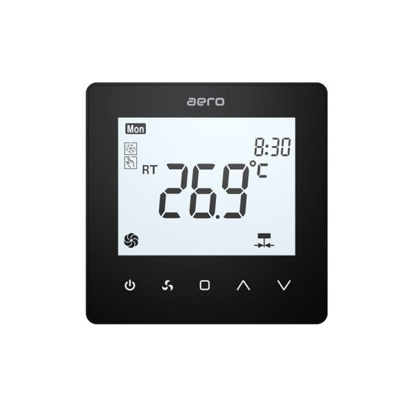Termostat AERO Seria TP518 pentru Ventiloconvector 2/4 tevi - WiFi, Modbus, Negru