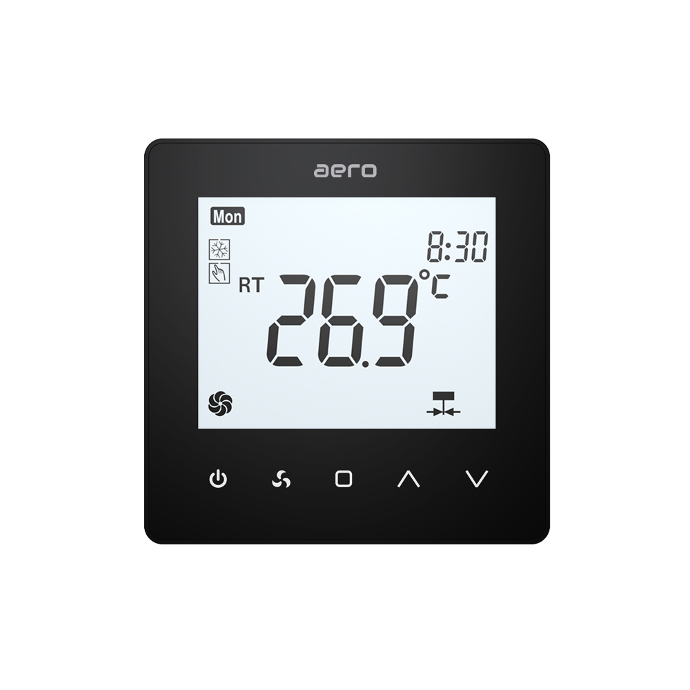 Termostat AERO Seria TP518 pentru Ventiloconvector 2/4 tevi - WiFi, Modbus, EC 0-10V, Negru