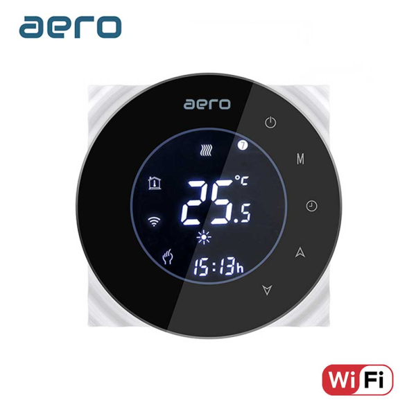 Termostat AERO Seria THP6000 pentru Ventiloconvector 2 tevi - WiFi, Negru