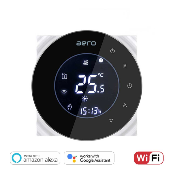 Termostat AERO Seria THP6000 pentru Incalzire Electrica in Pardoseala - WiFi, Negru