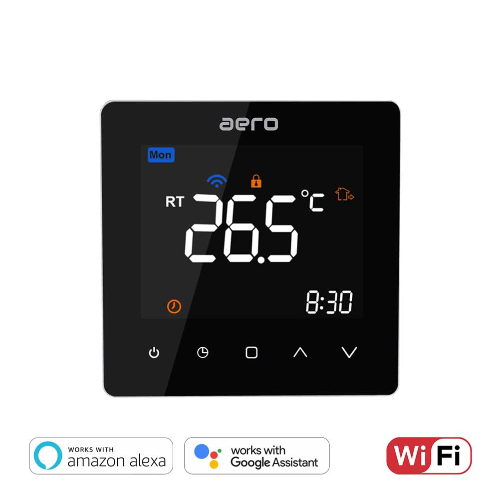 Termostat AERO Seria TP538 pentru Incalzire in Pardoseala cu Agent Termic - WiFi, Negru