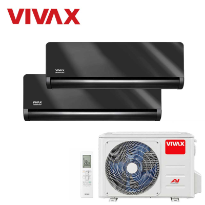 Aer conditionat multisplit Vivax 18000 BTU, 2 unitati H-design, 9+12 BTU, Gray Mirror