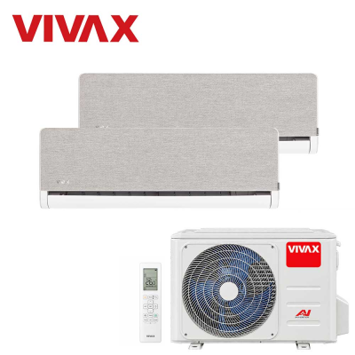 Aer conditionat multisplit Vivax 18000 BTU, 2 unitati H-design, 9+12 BTU, Silver