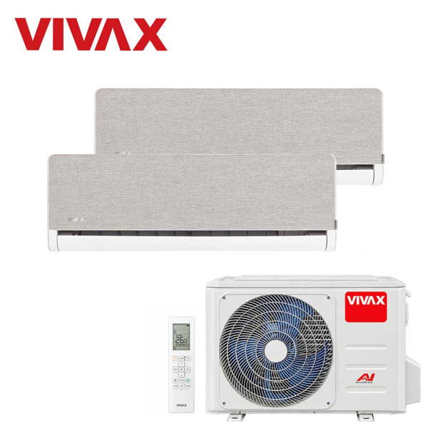 Aer conditionat multisplit Vivax 18000 BTU, 2 unitati H-design, 9+9 BTU, Silver
