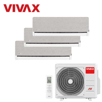 Aer conditionat multisplit Vivax 27000 BTU, 3 unitati H-design, 9+9+12 BTU, Silver