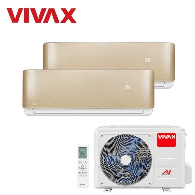 Aer conditionat multisplit Vivax 18000 BTU, 2 unitati R-design, 9+12 BTU, Gold