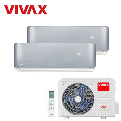 Aer conditionat multisplit Vivax 18000 BTU, 2 unitati R-design, 12+12 BTU, Silver
