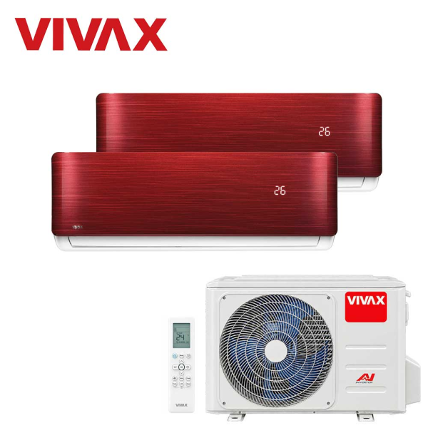 Aer conditionat multisplit Vivax 18000 BTU, 2 unitati R-design, 12+12 BTU, Red
