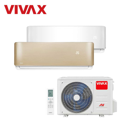 Aer conditionat multisplit Vivax 18000 BTU, 2 unitati R-design, 9+12 BTU, White/Gold
