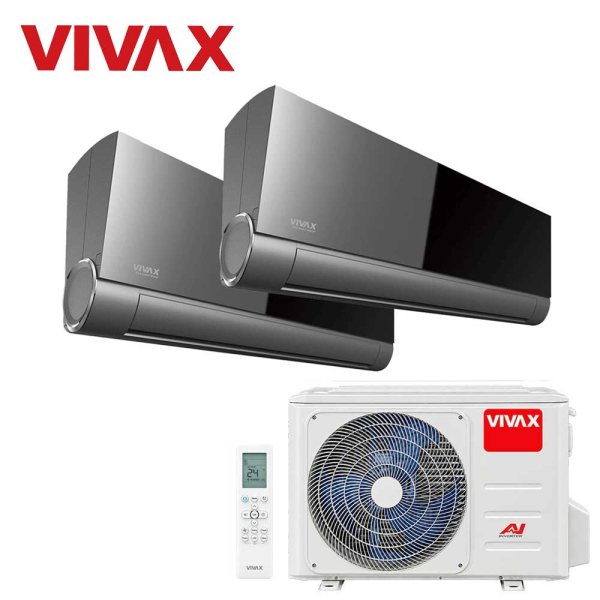 Aer conditionat multisplit Vivax 18000 BTU, 2 unitati V-design, 9+9 BTU, Grey Mirror