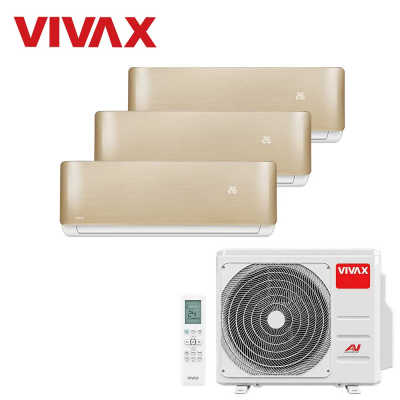 Aer conditionat multisplit Vivax 27000 BTU, 3 unitati R-design, 9+9+12 BTU, Gold