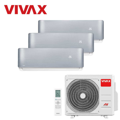 Aer conditionat multisplit Vivax 27000 BTU, 3 unitati R-design, 12+12+12 BTU, Silver