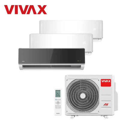 Aer conditionat multisplit Vivax 21000 BTU, 3 unitati R-design, 9+9+12 BTU, White/Silver Mirror