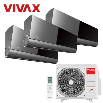 Aer conditionat multisplit Vivax 27000 BTU, 3 unitati V-design, 9+9+9 BTU, Grey Mirror