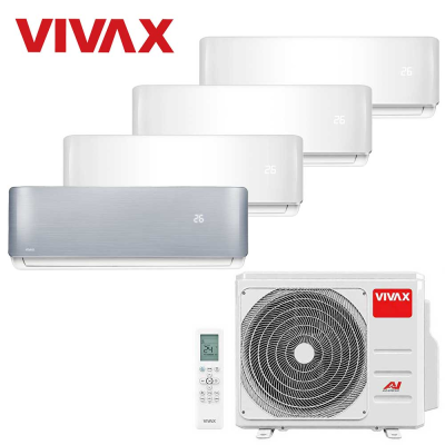 Aer conditionat multisplit Vivax 28000 BTU, 4 unitati R-design, 9+9+9+12 BTU, White/Silver