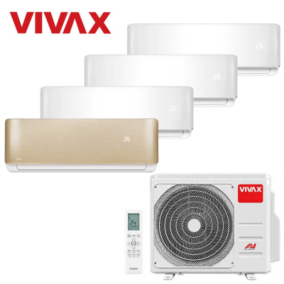 Aer conditionat multisplit Vivax 36000 BTU, 4 unitati R-design, 9+9+9+12 BTU, White/Gold