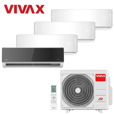Aer conditionat multisplit Vivax 36000 BTU, 4 unitati R-design, 9+9+9+12 BTU, White/Silver Mirror