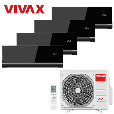 Aer conditionat multisplit Vivax 28000 BTU, 4 unitati V-design, 9+9+9+9 BTU, Grey Mirror