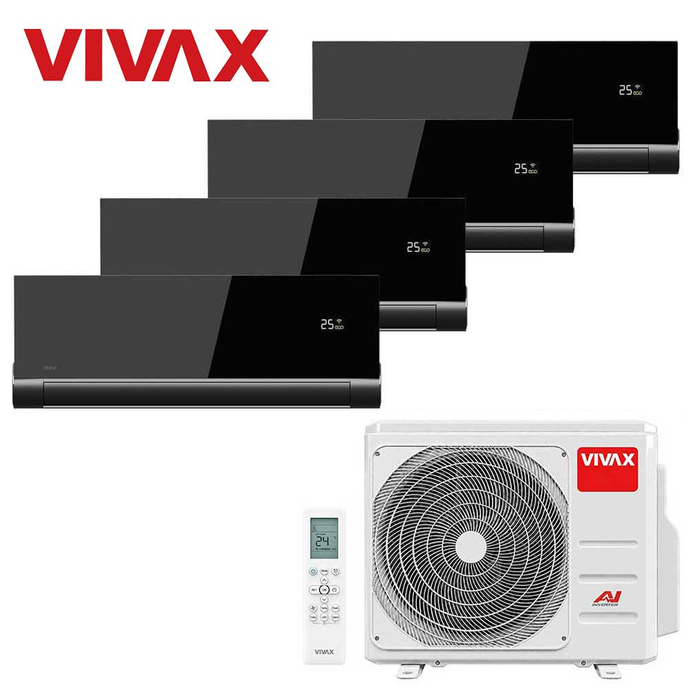 Aer conditionat multisplit Vivax 28000 BTU, 4 unitati V-design, 9+9+9+9 BTU, Grey Mirror