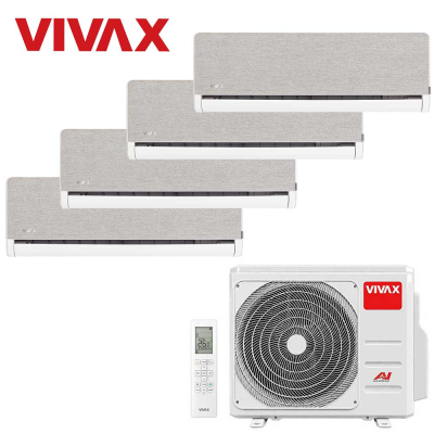 Aer conditionat multisplit Vivax 28000 BTU, 4 unitati H-design, 9+9+9+9 BTU, Silver