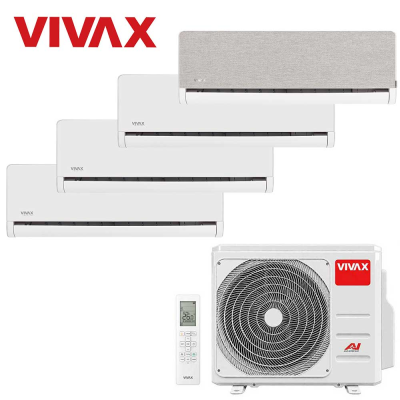 Aer conditionat multisplit Vivax 36000 BTU, 4 unitati H-design, 9+9+9+12 BTU, White/Silver