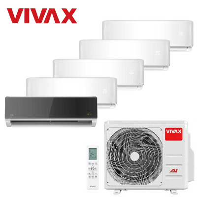 Aer conditionat multisplit Vivax 42000 BTU, 5 unitati R-design, 9+9+9+9+12 BTU, White/Silver Mirror