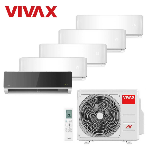 Aer conditionat multisplit Vivax 42000 BTU, 5 unitati R-design, 9+9+9+9+12 BTU, White/Silver Mirror