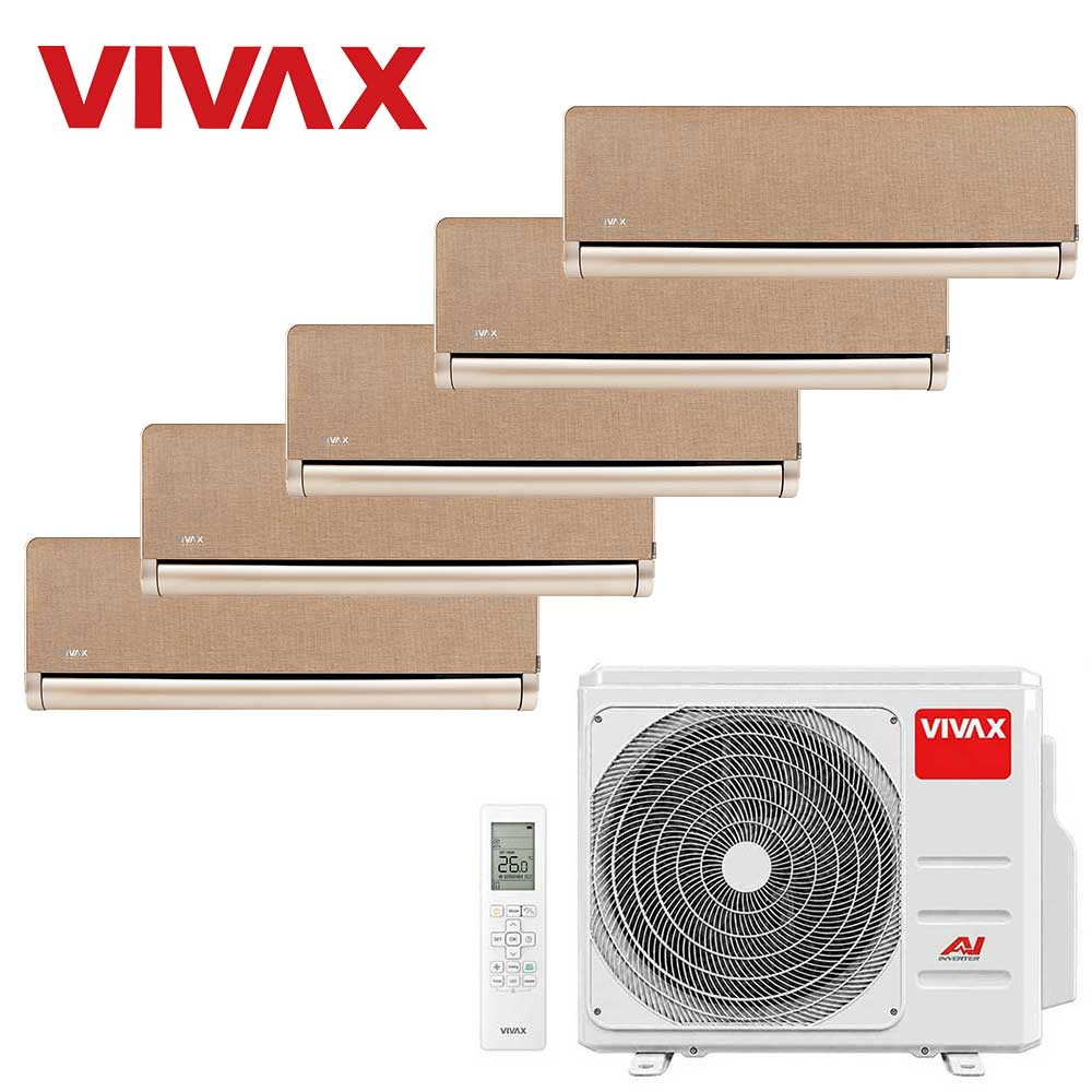 Aer conditionat multisplit Vivax 42000 BTU, 5 unitati H-design, 9+9+9+9+12 BTU, Gold