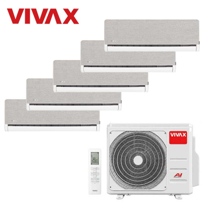 Aer conditionat multisplit Vivax 42000 BTU, 5 unitati H-design, 9+9+9+9+12 BTU, Silver