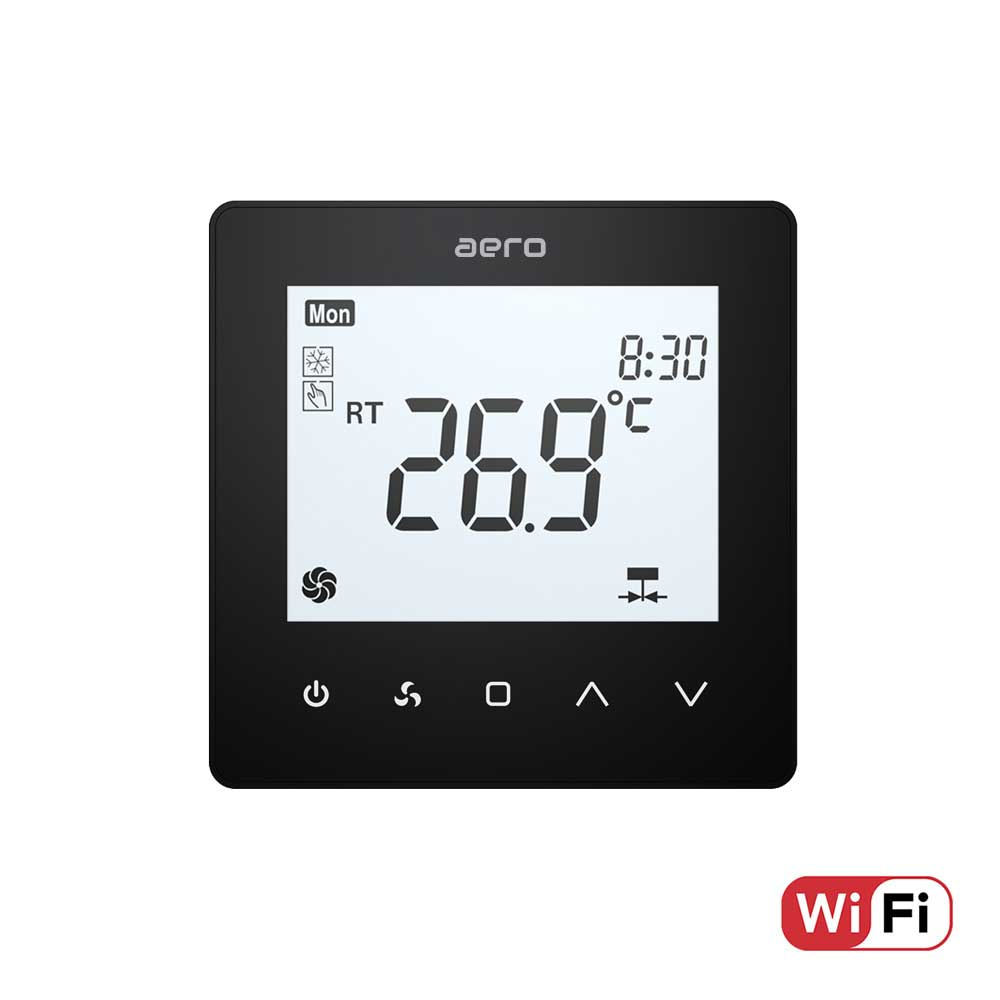 Termostat AERO Seria TP518 pentru Ventiloconvector 2/4 tevi - WiFi, Negru