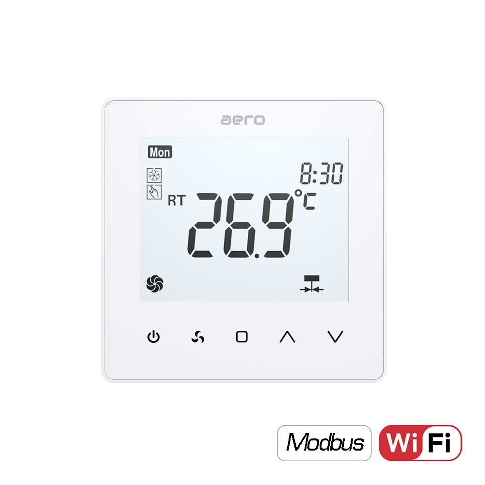 Termostat AERO Seria TP518 pentru Ventiloconvector 2/4 tevi - WiFi, Modbus, Alb