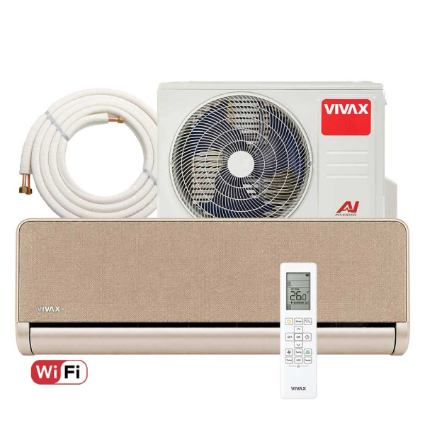 Aer conditionat Vivax H+Design 12000 BTU - WiFi, Kit inclus, Gold