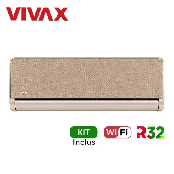 Aer conditionat Vivax H+Design 12000 BTU - WiFi, Kit inclus, Gold