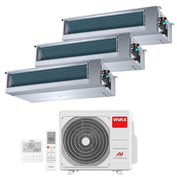 Aer conditionat multisplit Vivax 27000 BTU - 3 unitati Duct de tavan, 12+12+12 BTU