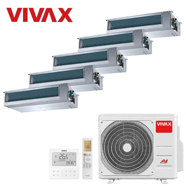 Aer conditionat multisplit Vivax 42000 BTU - 5 unitati Duct de tavan, 12+12+12+12+12 BTU
