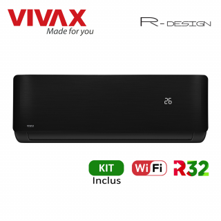 Aer Conditionat VIVAX R-Design ACP-09CH25AERI BLACK Wi-Fi Kit de instalare inclus R32 Inverter 9000 BTU/h