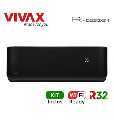 Aer Conditionat VIVAX R-Design ACP-09CH25AERI BLACK Wi-Fi Ready Kit de instalare inclus R32 Inverter 9000 BTU/h