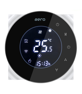 Termostat AERO THP6000UHPW Black, Wi-Fi, pentru Incalzire Electrica in Pardoseala, Smart, Programabil
