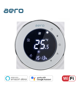 Termostat AERO THP6000UHPW White, Wi-Fi, pentru Incalzire Electrica in Pardoseala, Smart, Programabil