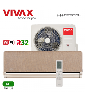 Aer Conditionat VIVAX H+Design ACP-12CH35AEHI+ Gold Wi-Fi Kit de instalare inclus R32 Inverter 12000 BTU/h