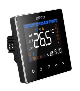 Termostat AERO TP538UHPW Black, Wi-Fi, pentru Incalzire Electrica in Pardoseala, Smart, Programabil, Negru