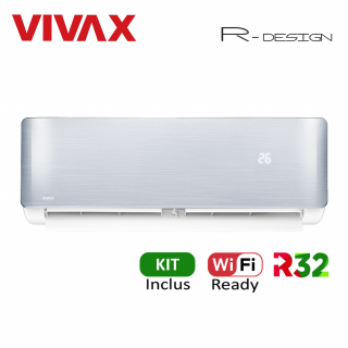 Aer Conditionat VIVAX R-Design ACP-12CH35AERI SILVER Wi-Fi Ready Kit de instalare inclus R32 Inverter 12000 BTU/h