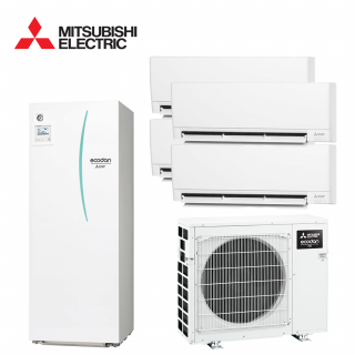 Pompa de Caldura Hybrid Mitsubishi Electric PXZ-5F85VG / ERST20D-VM2D / 4x MSZ-AY25VGKP R32 8.5 kW 230V Boiler ACM