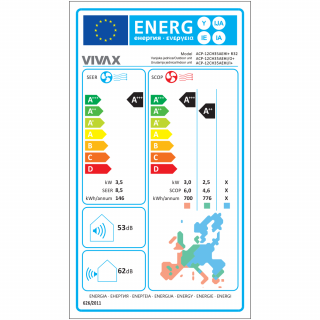 Aer Conditionat VIVAX H+Design ACP-12CH35AEHI+ White Wi-Fi Kit de instalare inclus R32 Inverter 12000 BTU/h