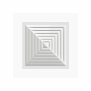 Anemostat 4 directii 595x595/450 MM pentru tavan casetat, Aluminiu vopsit in camp electrostatic, Alb